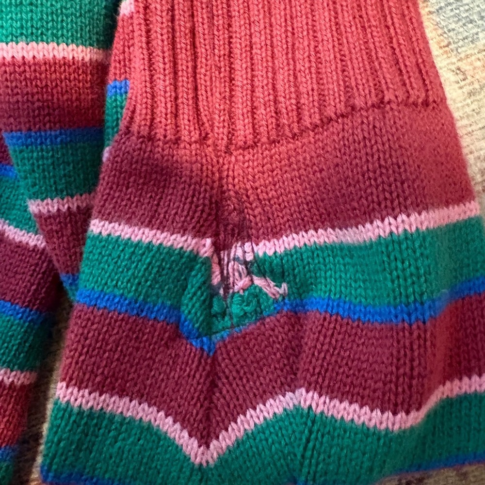 Bobo Choses Womens Organic Cotton Striped Knit Sweater Burgundy Green Blue S - Picture 8 of 9